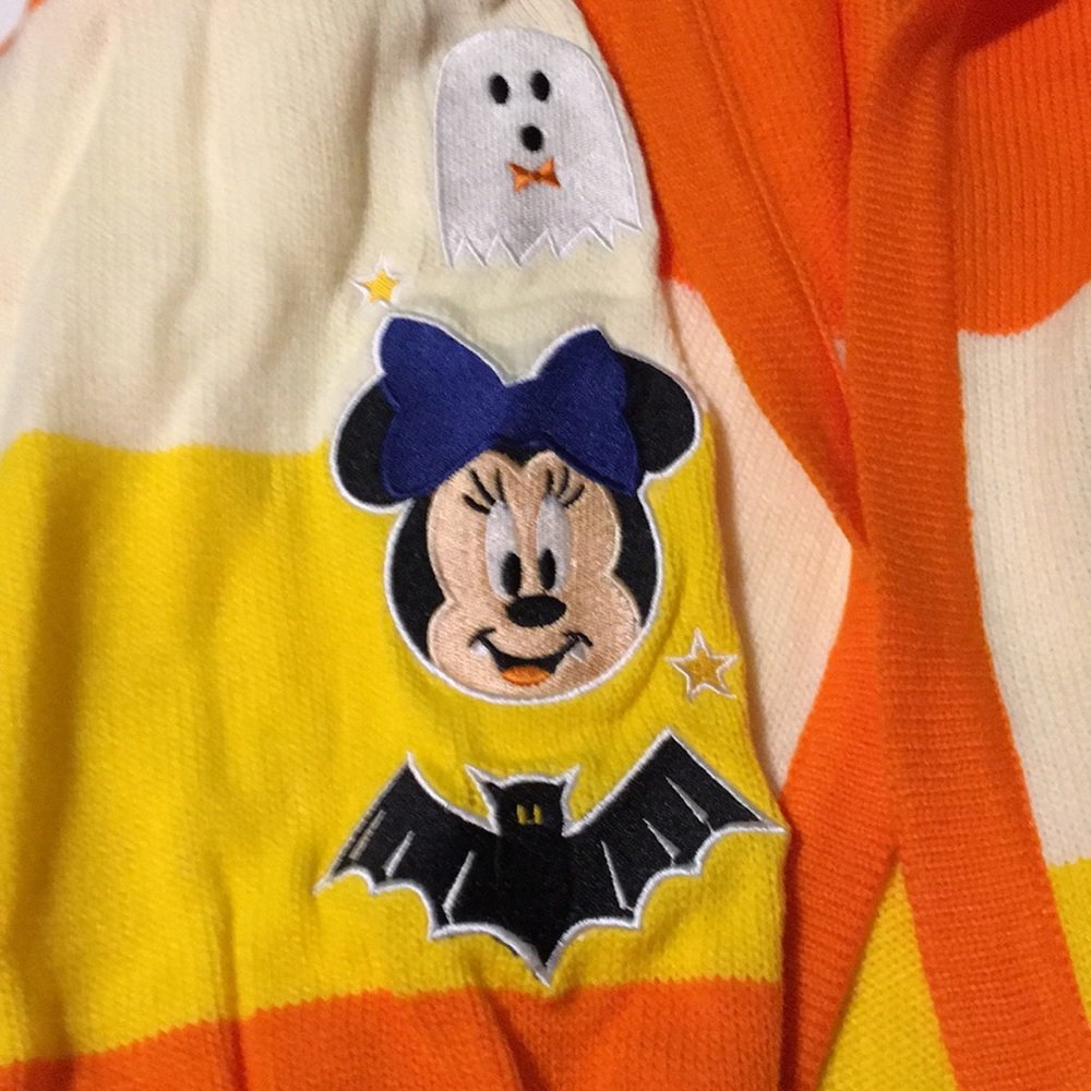 HP🎊🎊🎃Disney Mickey Mouse Halloween Candy Corn Stripe Girls Open Cardigan - Picture 6 of 15